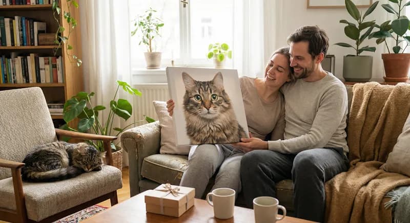Happy couple with their pet portrait